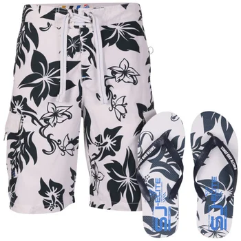 Smith & Jones Aniani Men's Swim Shorts and Flip Flops - White