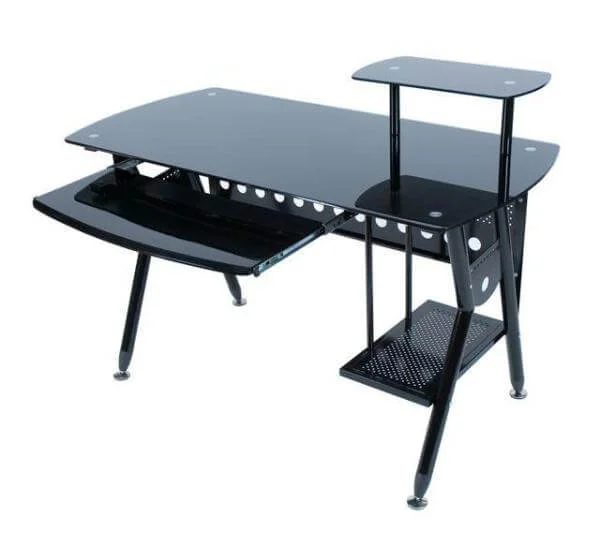 LEVV Black Glass Computer Workstation (CT1200BB) Image 1