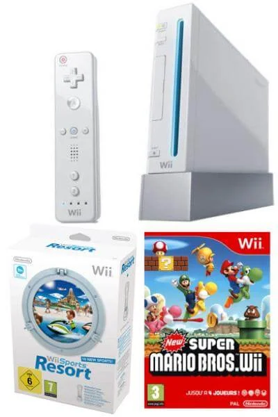 Nintendo Wii Console: Bundle (Including Wii Sports Resort, & New Super Mario Bros Wii) Image 1