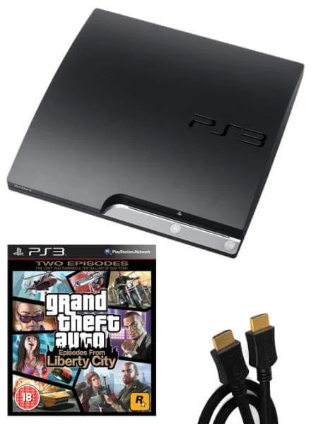 Playstation 3 PS3 Slim 120GB Console: Bundle (including GTA: Episodes from Liberty City & 2M HDMI Cable) Image 1