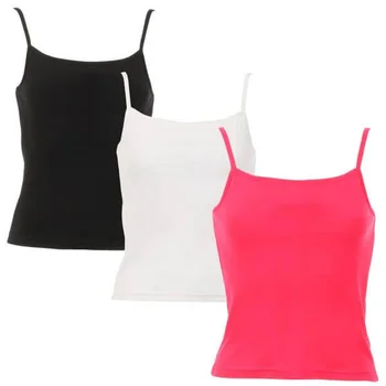 Brave Soul Women's 3-Pack of Camisole Vest Tops - Black/Fushia/White