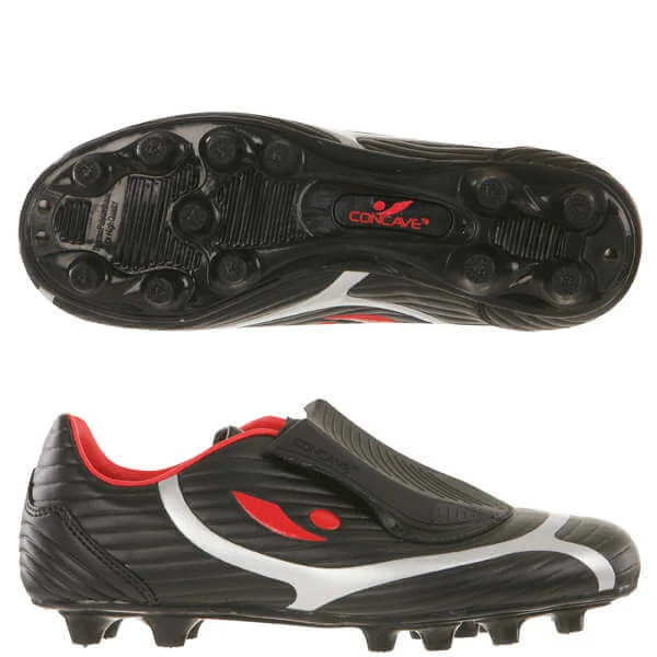 Concave Junior PT Mini Firm Ground Football Boots - Black/Red - 1.5 - Black/Red Image 1