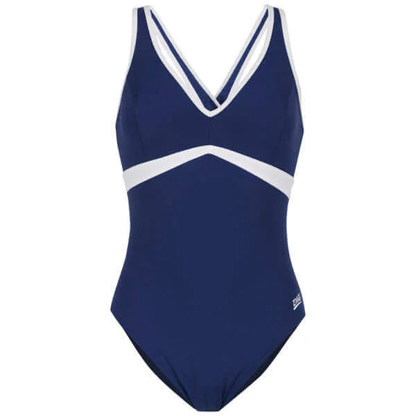 Zoggs Women's Performance Ultex Wyomi V neck X back - Navy - 10 - Navy Image 1