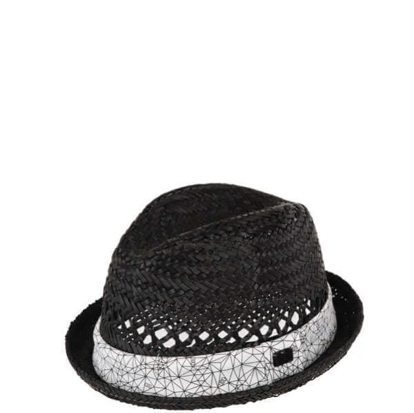 Animal Libre Straw Hat With Printed Band - Black - One Size - Black/White Image 1