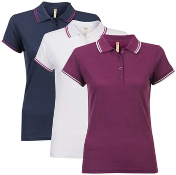 Brave Soul Women's 3-Pack Polo Shirts - Berry/Pacific Blue/White