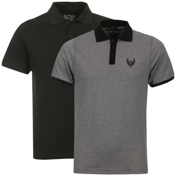 Ringspun Men's 2-Pack Jagger Short Sleeve Polo T-Shirt - Black striped/Black