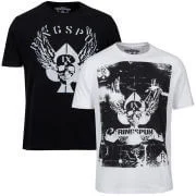 Ringspun Men's Graphic Printed T-Shirt Two pack White/Black Cardshark - S - Black Image 1