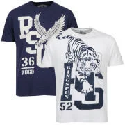 Ringspun Men's Graphic Printed T-Shirt Two packWhite/Navy Harlem