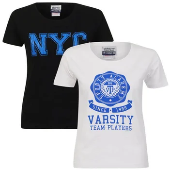 Varsity Team Players Women's 2-Pack T-Shirt - White Sophomore/Black NYC