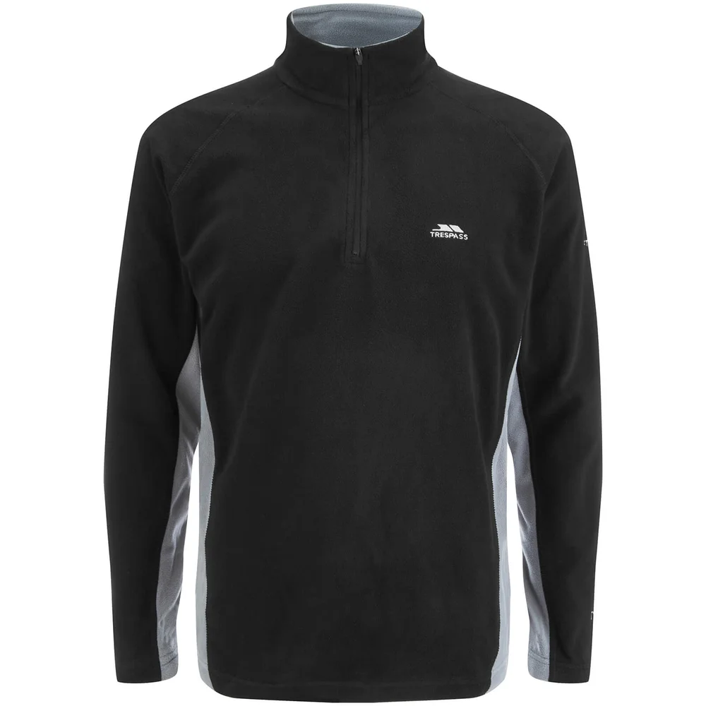 Trespass Men's Tron AirTrap100 1/2l Zip 2 Tone Fleece Jumper - Black - S Image 1