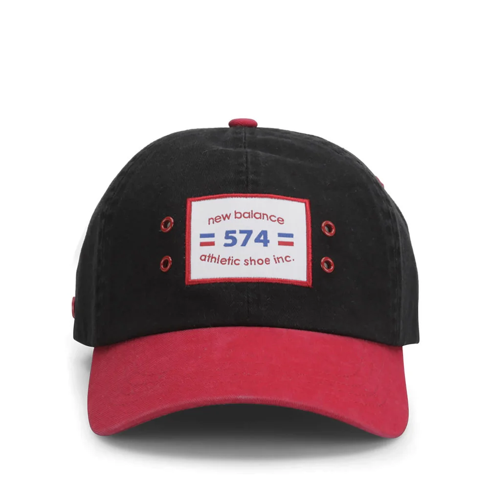 New Balance Unisex Ball Park 6 Panel Baseball Cap - Cotton Twill Black/Red Image 1