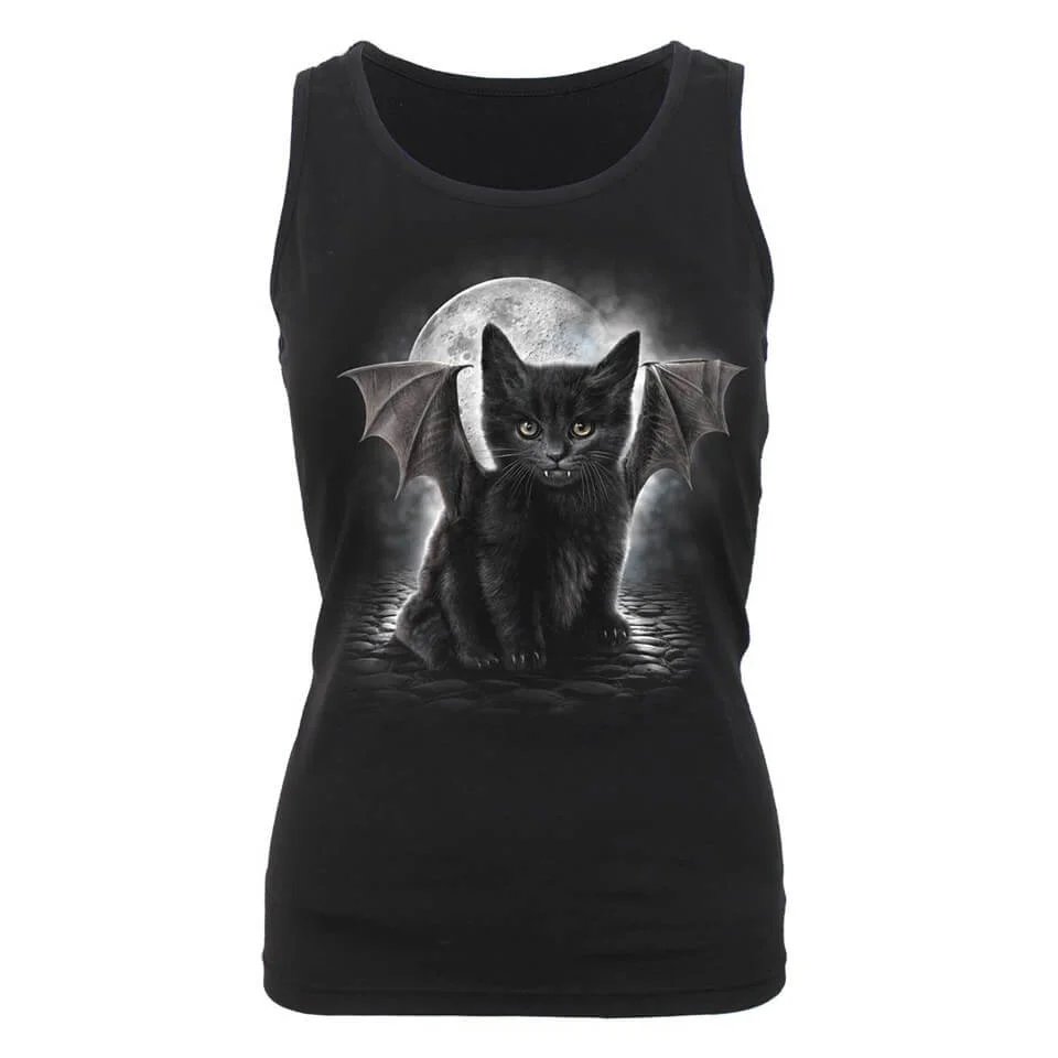 Spiral Women's BAT CAT Razor Back Top - Black - L - Black Image 1
