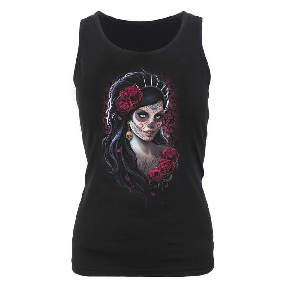 Spiral Women's DAY OF THE DEAD Razor Back Top - Black - L - Black Image 1