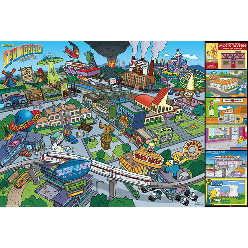 The Simpsons Locations - 24 x 36 Inches Maxi Poster Image 1