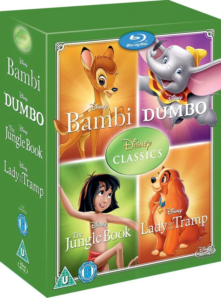 Disney Classics Timeless Classics 4 BD Set 2 Jungle Book, Bambi, Dumbo, Lady & The Tramp Image 1