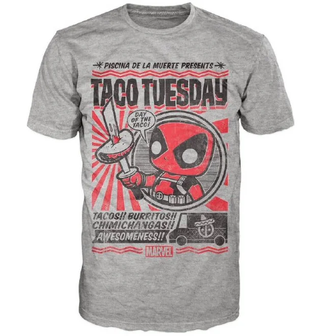 Marvel Deadpool Chimichanga Pop! T-Shirt - Grey