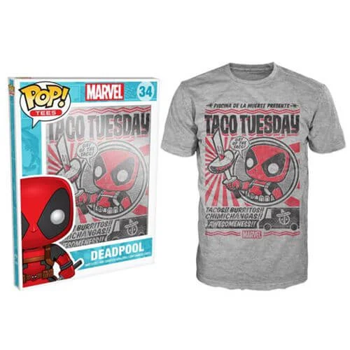Marvel Deadpool Chimichanga Pop! T-Shirt - Grey - M - Grey Image 1