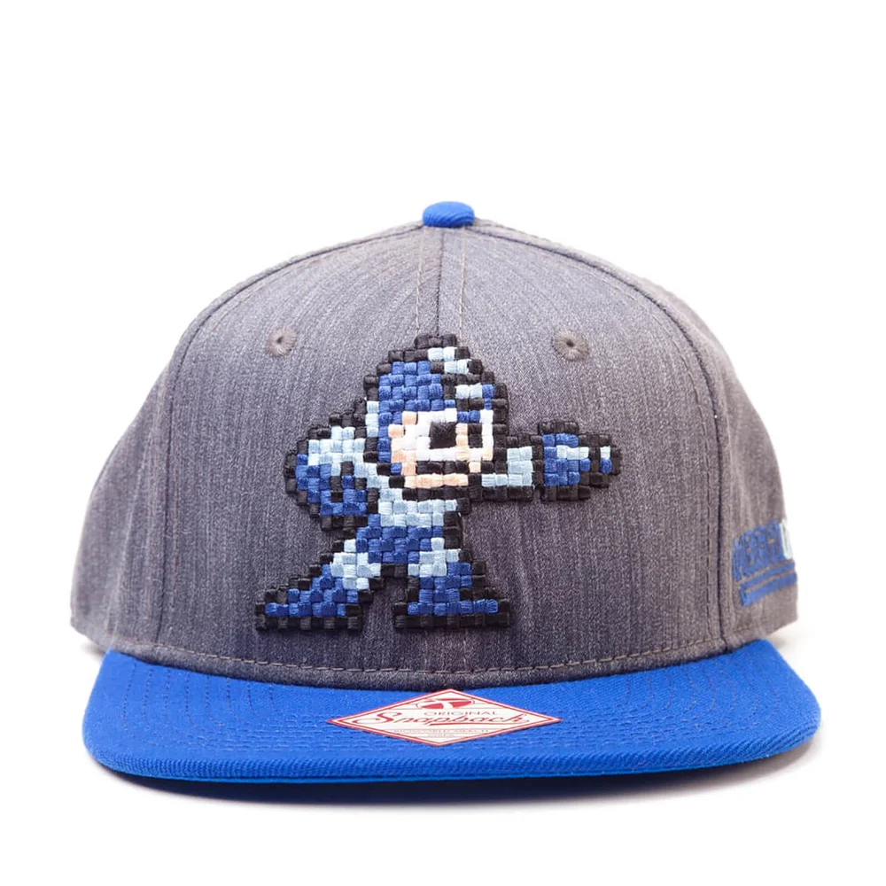 Mega Man Pixel Snapback Cap - Grey/Blue Image 1