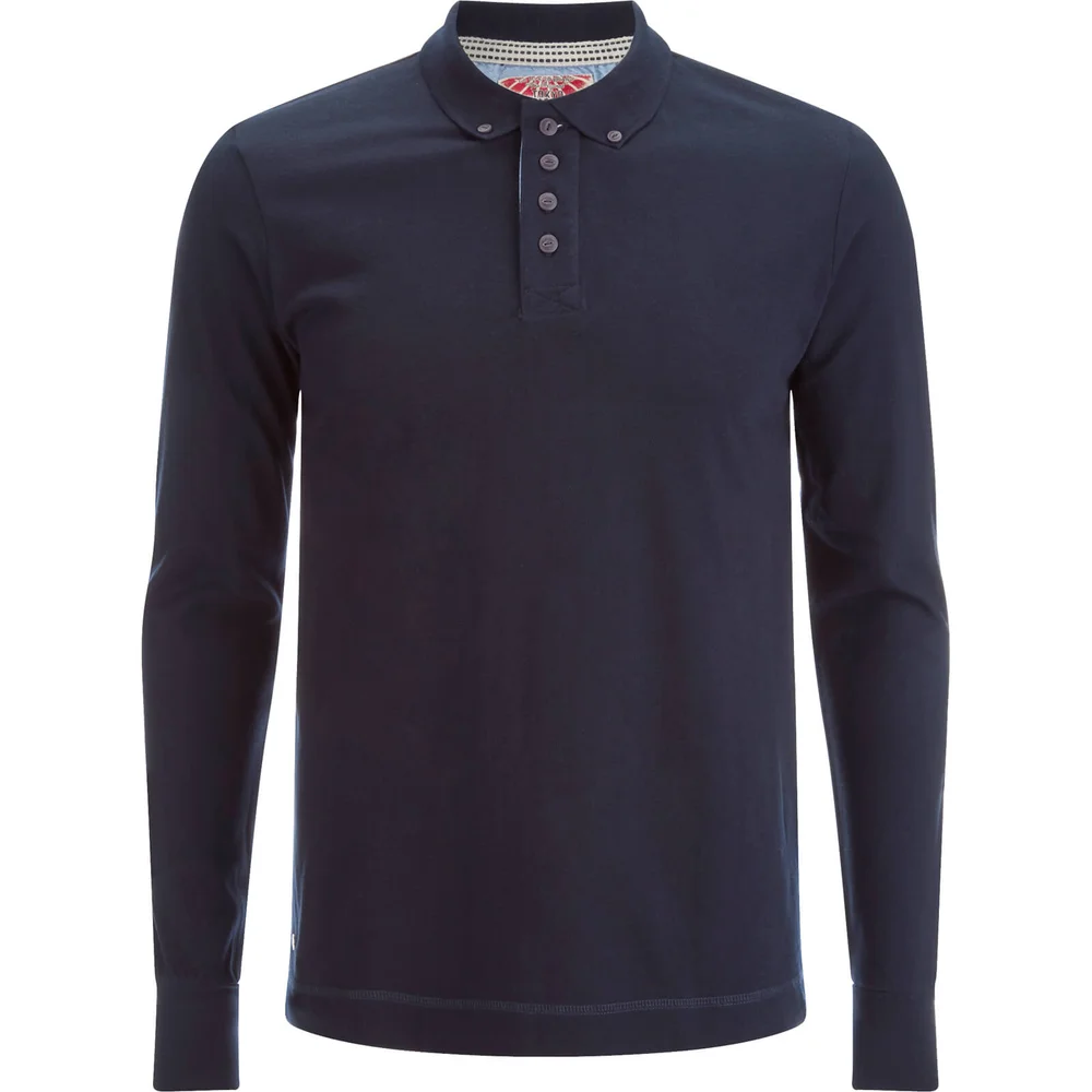Tokyo Laundry Men's Lake Nevada Long Sleeve Polo Shirt - Dark Navy - S - Navy Image 1