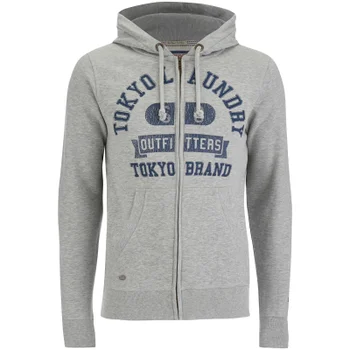 Tokyo Laundry Men's Hotchkiss Zip Through Hoody - Light Grey Marl