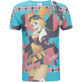 DC Comics Men's Bombshell Harley Quinn T-Shirt - Blue