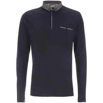 Brave Soul Men's Hera Long Sleeve Polo Shirt - Navy