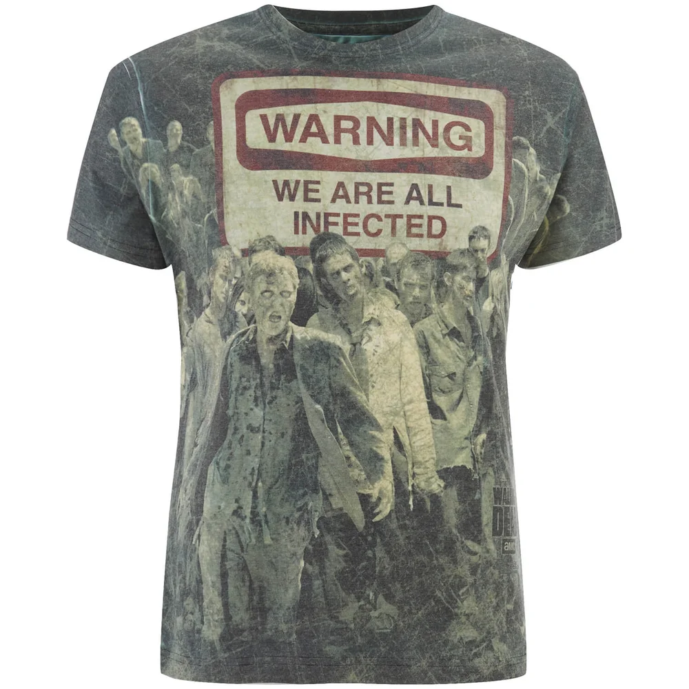 The Walking Dead Men's Warning Sublimation T-Shirt - Black - S - Black Image 1