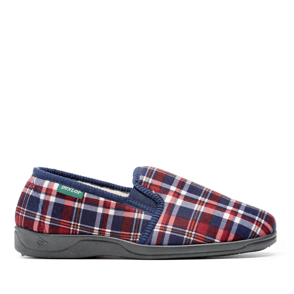 Dunlop Men's Allard Check Slippers - Wine - UK 7 - Burgundy Image 1