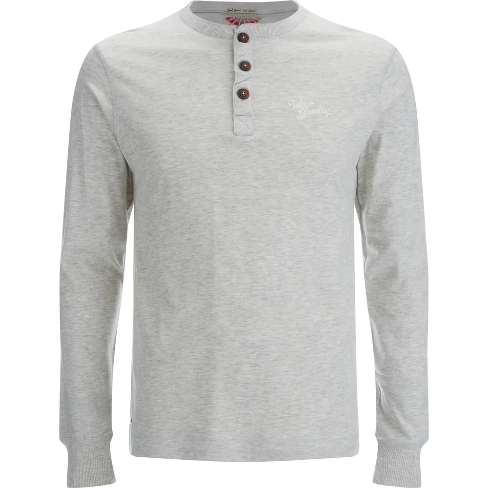 Tokyo Laundry Men's Timber Henley Long Sleeve Top - Oatgrey Marl - S - Cream Image 1