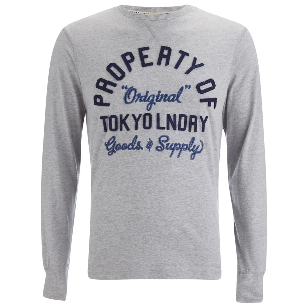 Tokyo Laundry Men's Rowe Creek Long Sleeve Top - Light Grey Marl - S - Grey Image 1