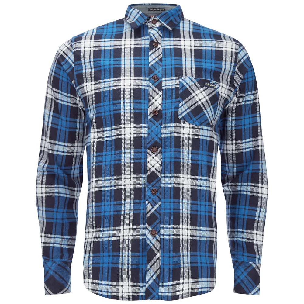 Tokyo Laundry Men's Carlsson Flannel Long Sleeve Shirt - True Blue - S - Blue Image 1