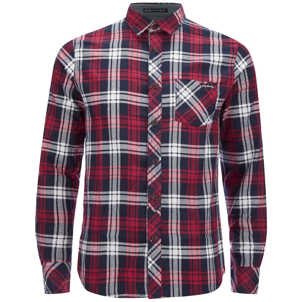 Tokyo Laundry Men's Carlsson Flannel Long Sleeve Shirt - Deep Red - S - Red Image 1