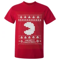 Namco Men's Merry Pac-Man Christmas T-Shirt - Red - undefined undefined