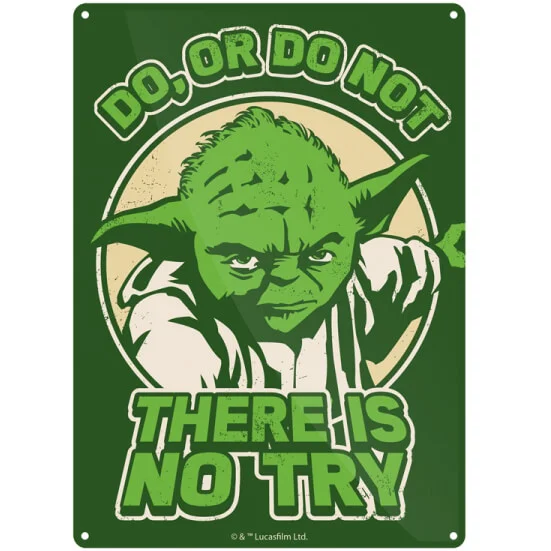 Star Wars Yoda 'Try' Small Tin Sign 29cm x 42cm Image 1