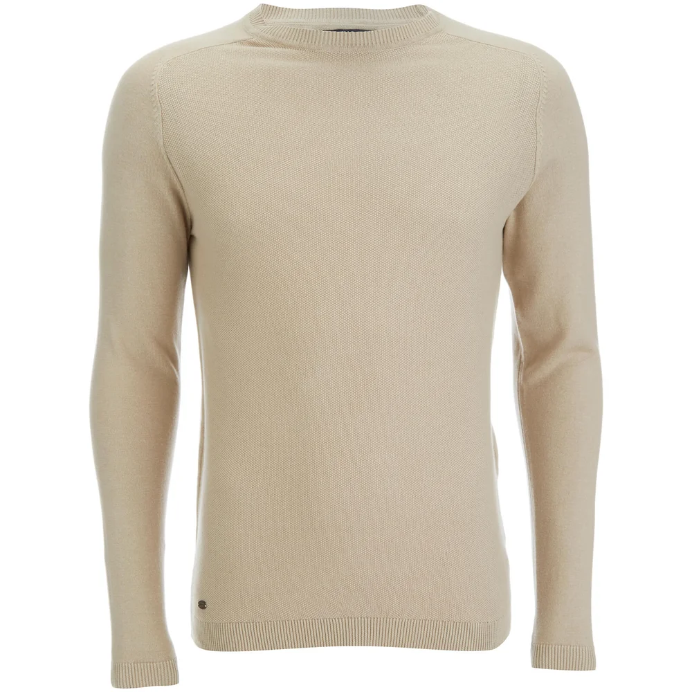 Kensington Eastside Men's Henry Cotton Crew Neck Jumper - Stone - XXL - Cream Image 1