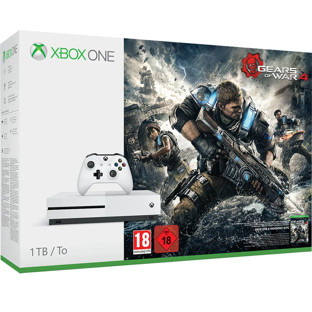 Xbox One S 1TB Console - Includes Gears of War 4 Image 1