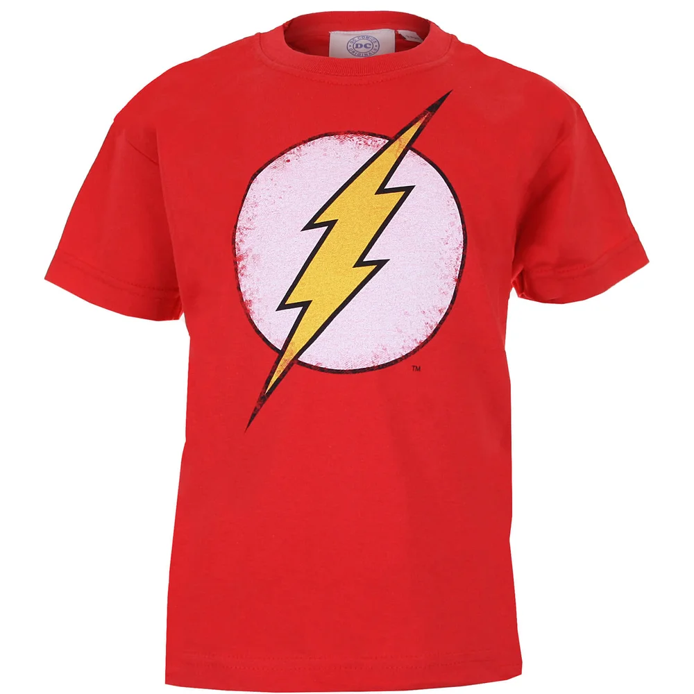 DC Comics Boys' The Flash Distress Logo T-Shirt - Red - 7-8 Years Image 1