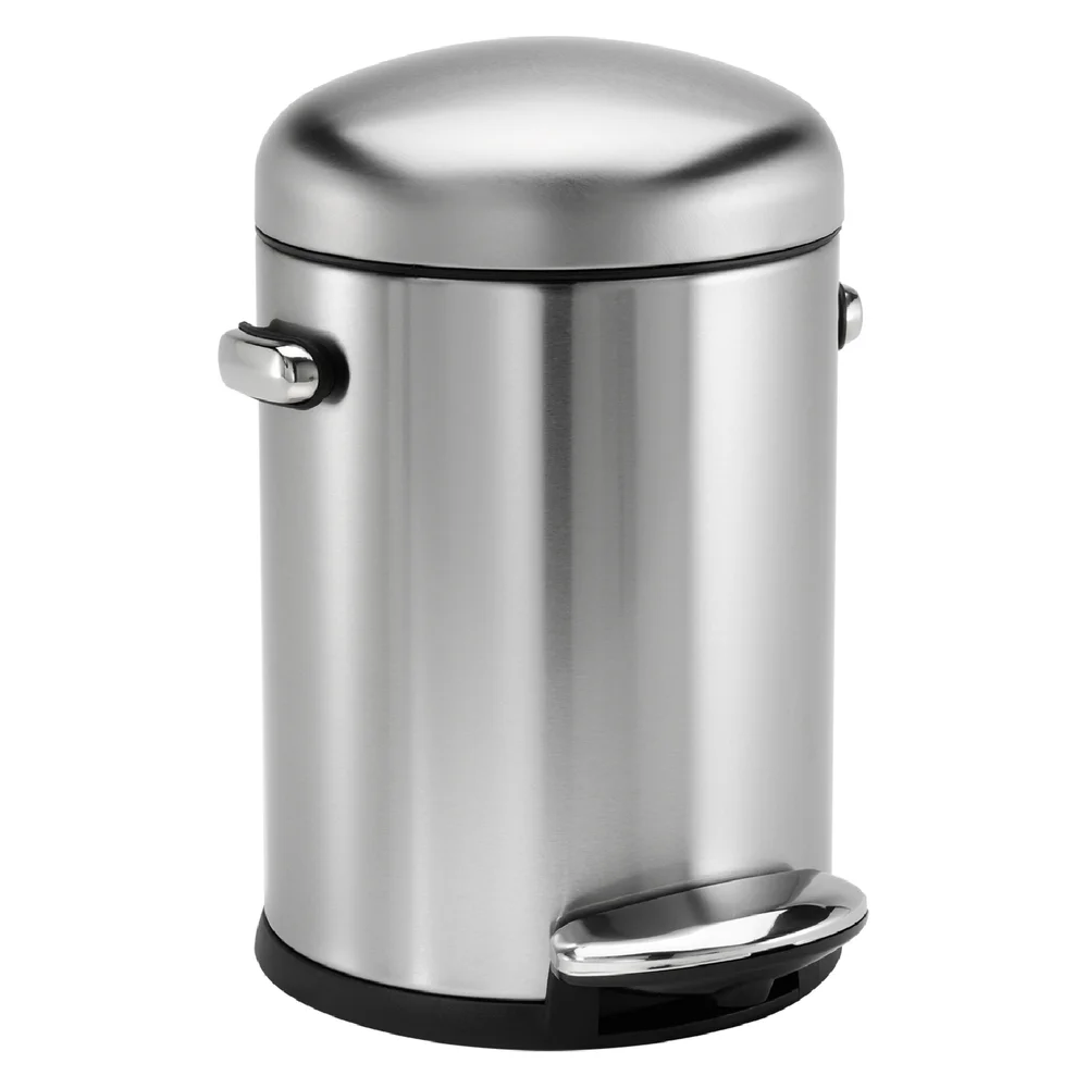 simplehuman Round Brushed Steel Retro Pedal Bin 4.5L Image 1