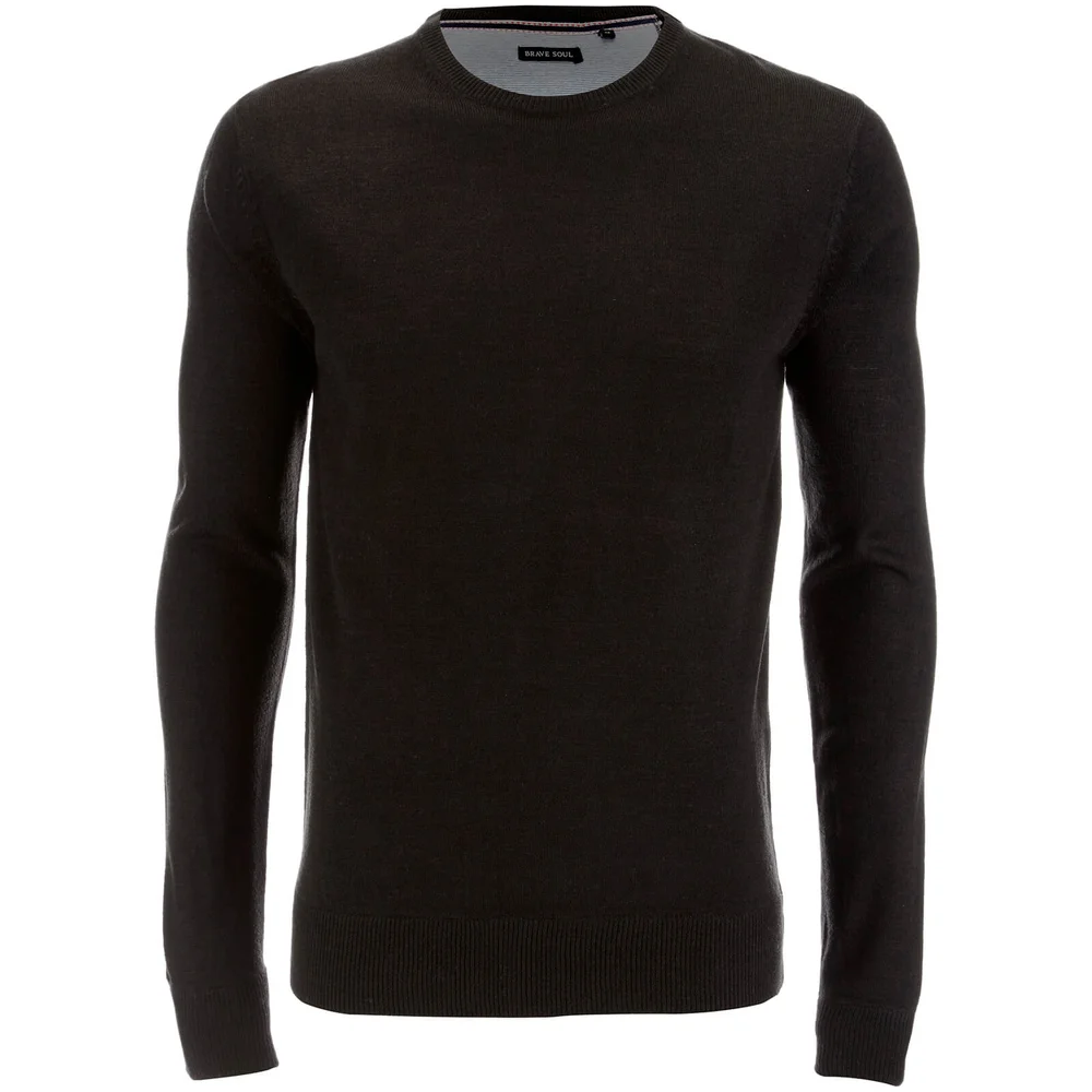 Brave Soul Men's Parse Supersoft Crew Neck Jumper - Charcoal Marl - S - Grey Image 1