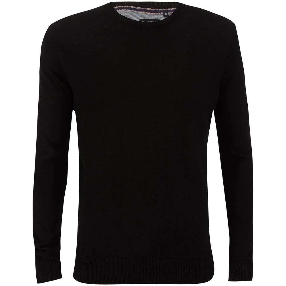 Brave Soul Men's Parse Supersoft Crew Neck Jumper - Black - S - Black Image 1