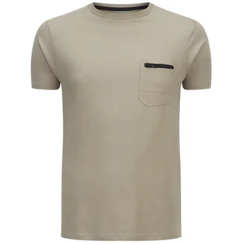 Brave Soul Men's Faustian Zip Pocket T-Shirt - Mushroom