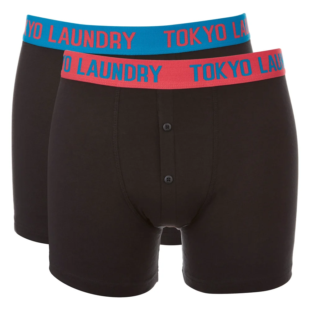 Tokyo Laundry Men's Harden 2 Pack Boxers - Black/Redsky/Marble Blue - S - Black Image 1