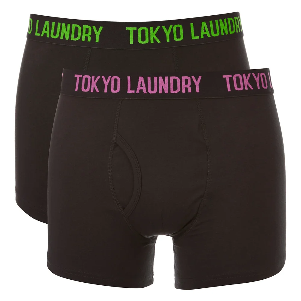 Tokyo Laundry Men's Pellipar 2 Pack Boxers - Black/Radiant Orchid/Laundered Green - S - Black Image 1