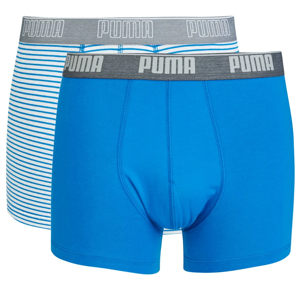 Puma Men's 2 Pack Stripe Boxers - Blue - S - Blue Image 1