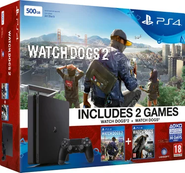 Sony PlayStation 4 Slim 500GB Console - Includes Watchdogs and Watchdogs 2