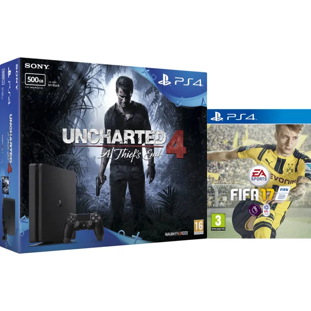 PlayStation 4 Slim 500GB with Uncharted 4 and FIFA 17
