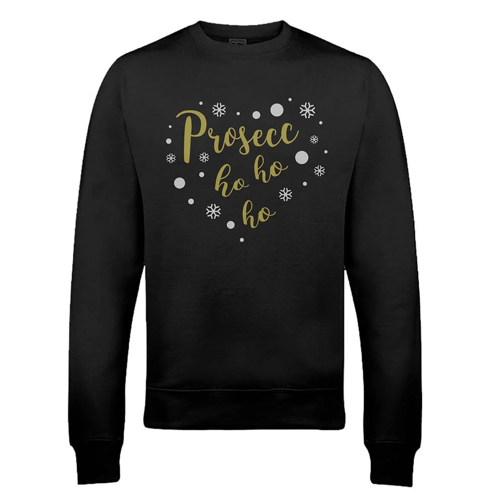 Prosecc Ho Ho Ho Xmas Sweatshirt - Metallic Print - S Image 1
