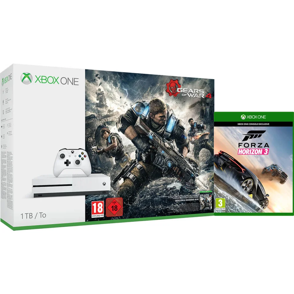 Xbox One S 1TB Console - Includes Gears of War 4 and Forza Horizon 3 Image 1