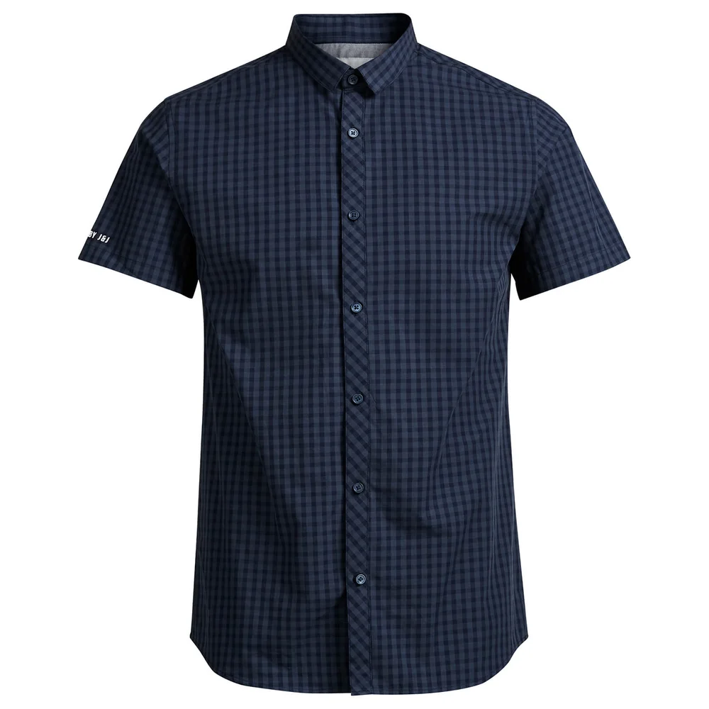 Jack & Jones Core Men's Day Check Short Sleeve Shirt - Sky Captain - S - Blue Image 1