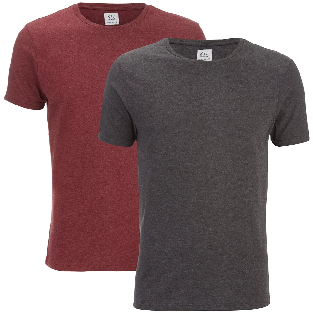 Smith & Jones Men's Purlin 2 Pack T-Shirt - Charcoal/Burgundy - S - Grey/Burgundy Image 1